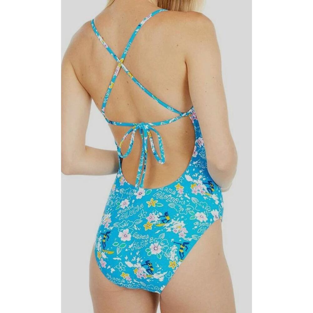 NWT J. CREW Eco Aloha Lace Back Tank One Piece Bathing Swim Suit Women's Size 14 - Picture 2 of 10